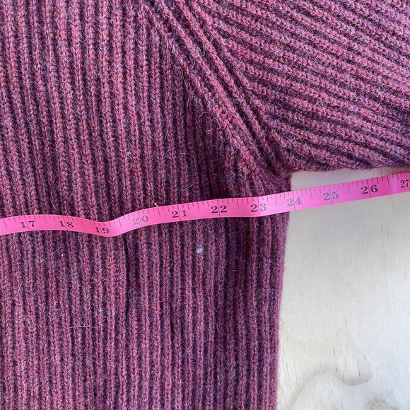 Vintage Chunky Knit Sweater Cardigan Mens Medium Red V Neck Elbow Patch Pockets - Picture 3 of 6